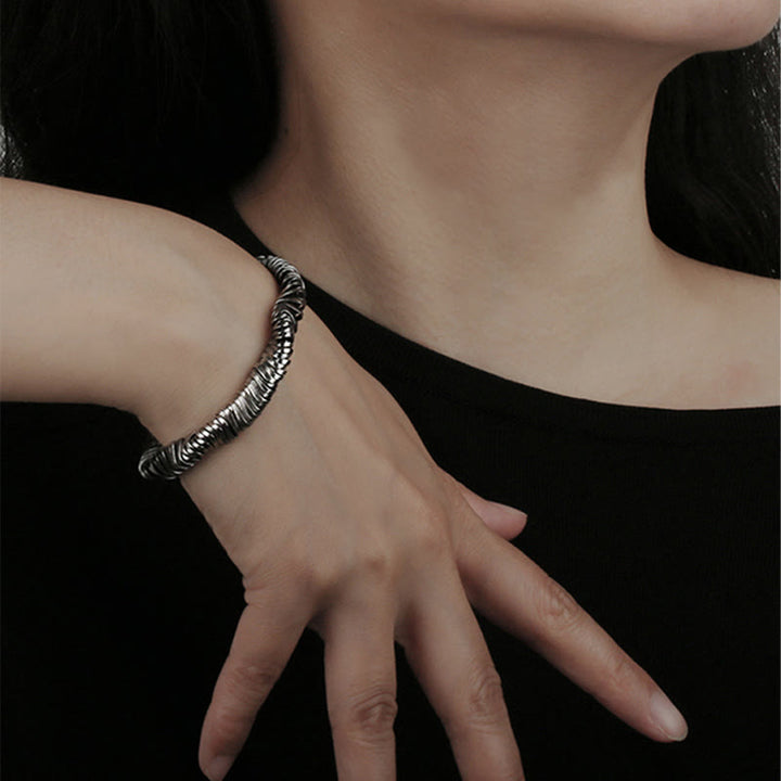 Bracciale a catena con design intrecciato vintage in argento sterling 925 Buddha Stones, per la guarigione della ricchezza