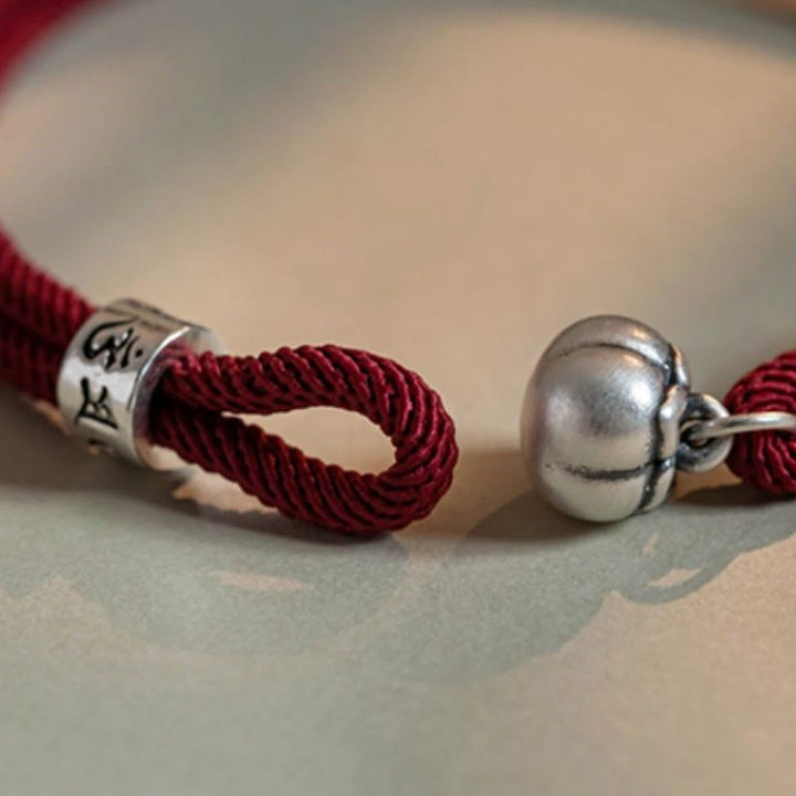 Bracciale intrecciato con Buddha Stones, fatto a mano in argento sterling 925, tibetano, Om Mani Padme Hum, protezione dalla fortuna