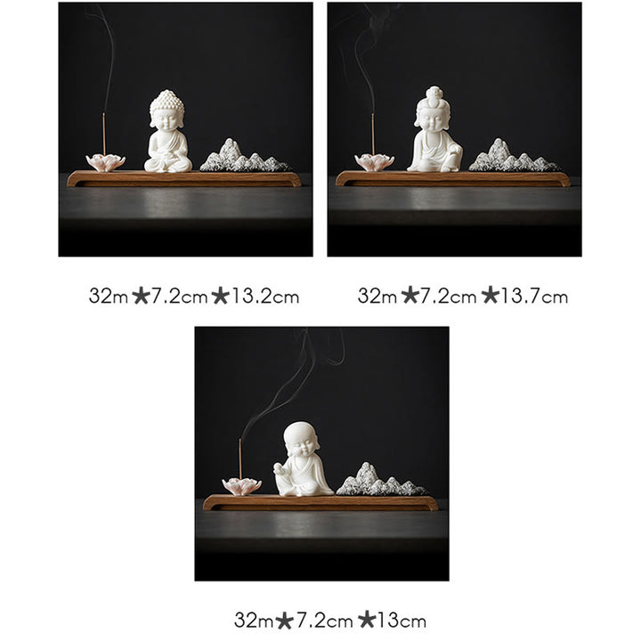 Buddha Stones Fiore di Loto Tathagata Kwan Yin Avalokitesvara Ksitigarbha Meditazione Bastoncino di Ceramica Bruciatore di Incenso Decorazione