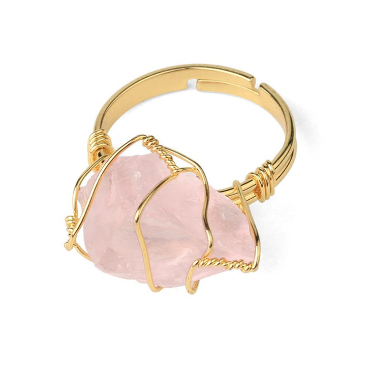 Anello regolabile con pietra preziosa naturale in cristallo di ametista Buddha Stones