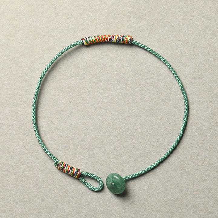 Braccialetto di corda intrecciata con protezione dalla fortuna in avventurina verde tibetana fatta a mano Buddha Stones
