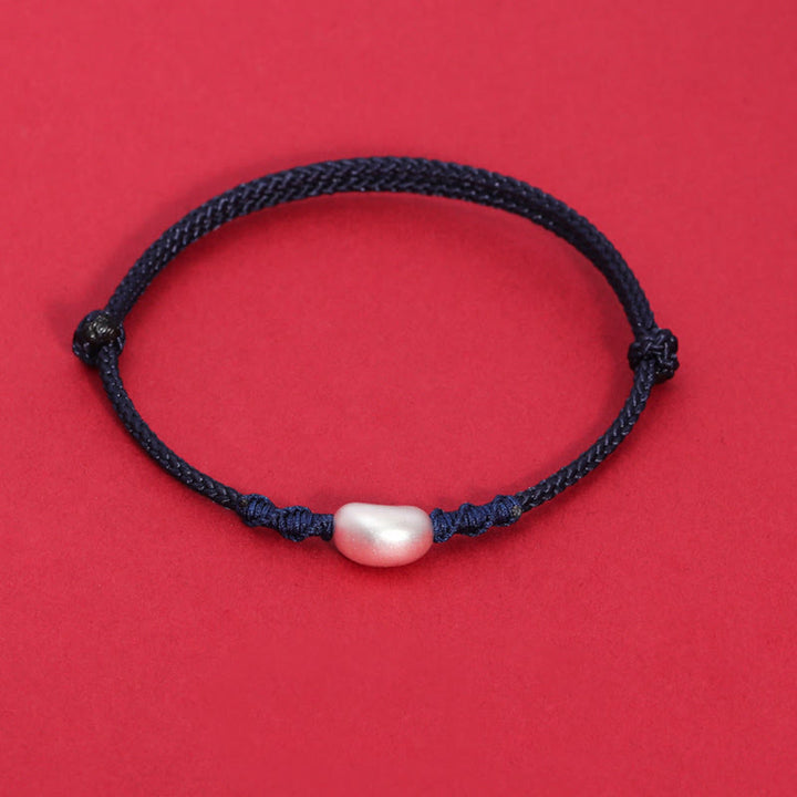 Bracciale intrecciato fatto a mano Buddha Stones 999 Sterling Silver Bean Design Luck Connection