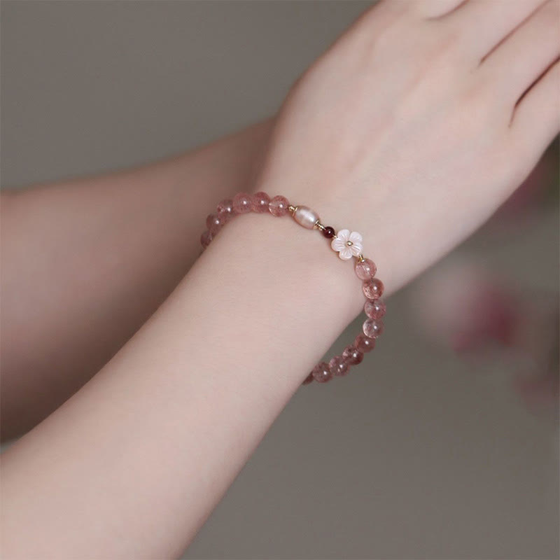 Bracciale Buddha Stones Strawberry Quartz Peach Blossom Love