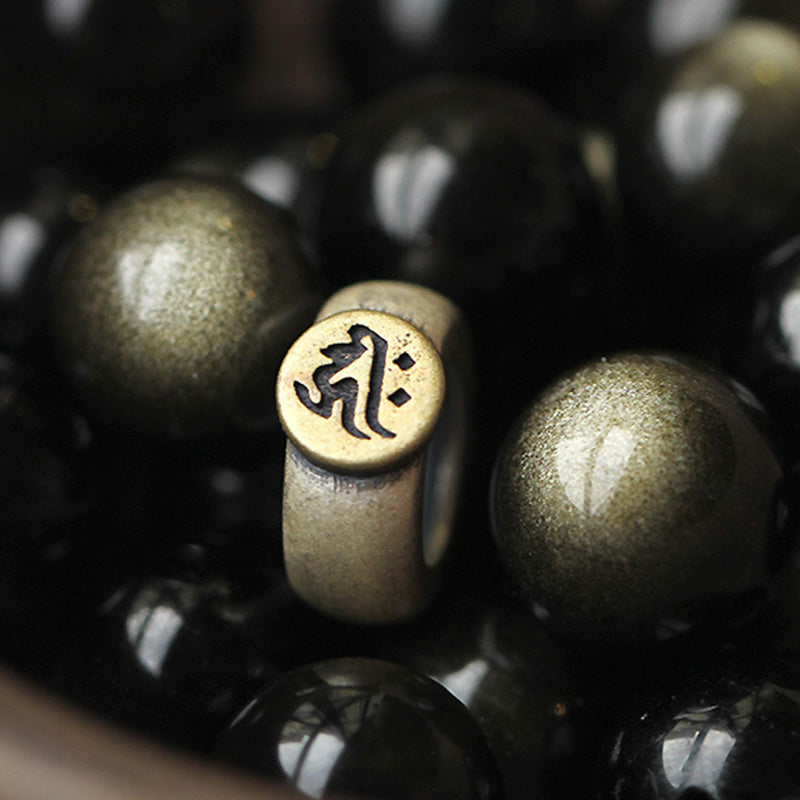Buddha Stones Zodiaco cinese Buddha natale Ossidiana Braccialetto di purificazione
