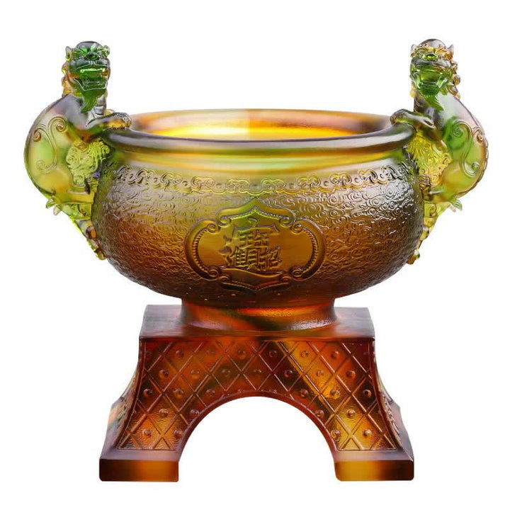 Ciotola del tesoro PiXiu in cristallo Liuli fatta a mano, pezzo d'arte, decorazione per la casa - image 8