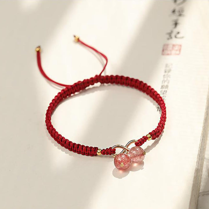 Braccialetto positivo con perline fantasma verde ametista e quarzo fragola naturale Buddha Stones
