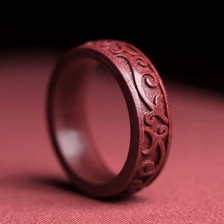 Anello di benedizione Buddha Stones Cinnabar Om Mani Padme Hum Nuvole di buon auspicio