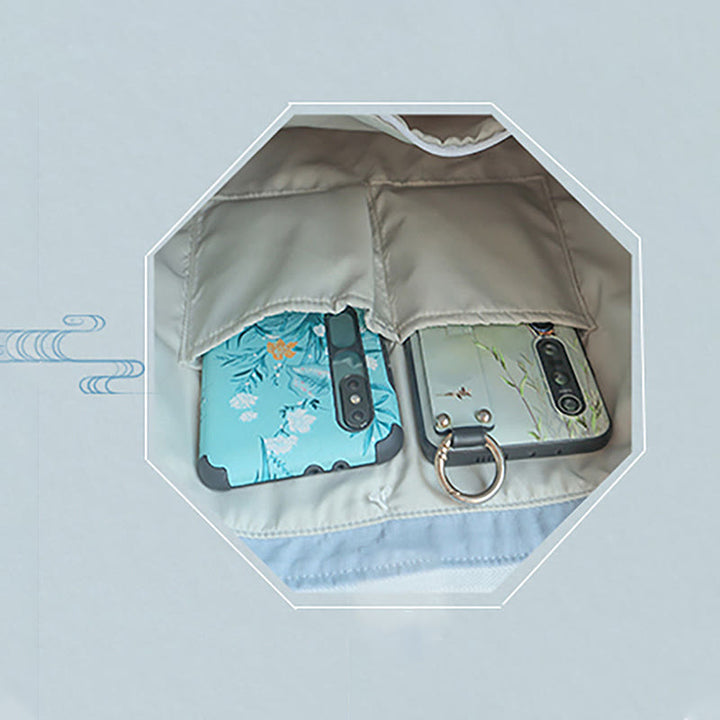 Borsa a tracolla grande capacità in tela con ricamo in bambù, prugna, fiore di pera, pesco - image 23