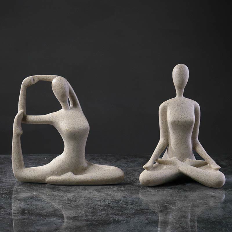 Scultura in resina di statuetta spirituale astratta di yoga che medita esercizio decorazione da scrivania