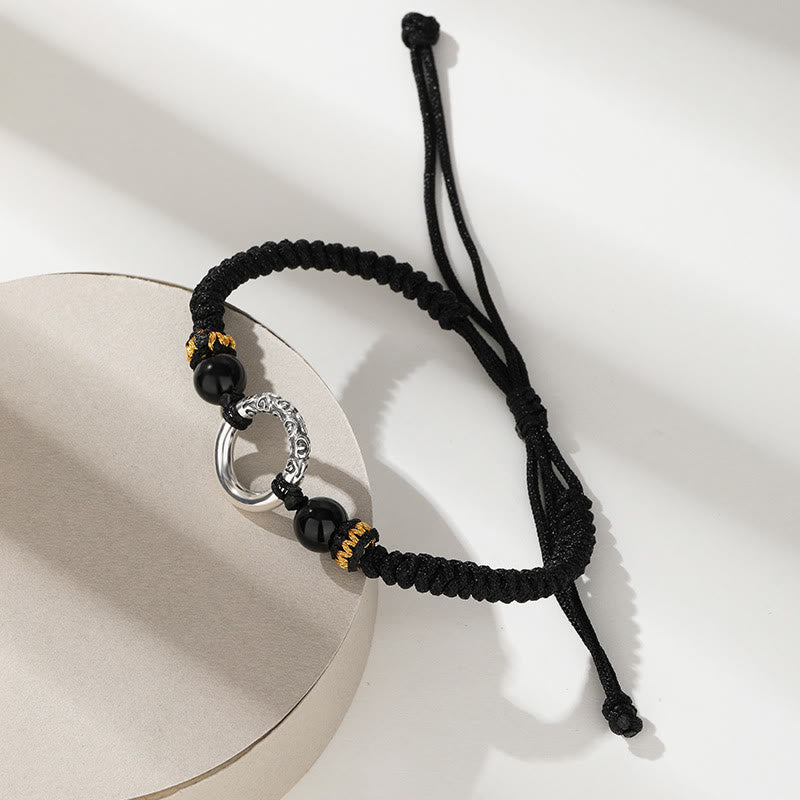 Bracciale intrecciato Buddha Stones 925 Sterling Silver Peace Buckle Auspicious Clouds Fortune