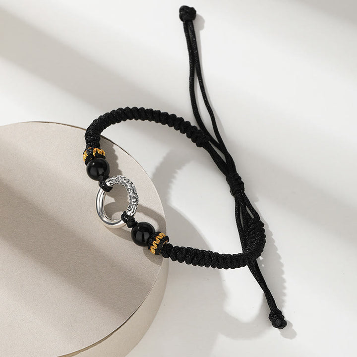 Bracciale intrecciato Buddha Stones 925 Sterling Silver Peace Buckle Auspicious Clouds Fortune