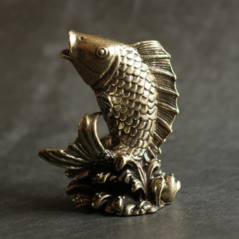 Buddha Stones fatte a mano Piccolo pesce Koi Rame Ricchezza Decorazione per la casa