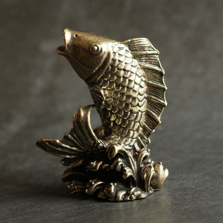 Buddha Stones fatte a mano Piccolo pesce Koi Rame Ricchezza Decorazione per la casa