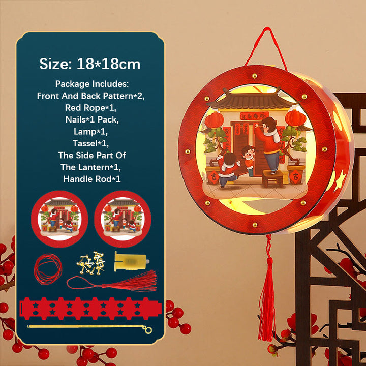Buddha Stones fai da te Buona fortuna Coniglio carino Lanterna di carta Lampada Decorazione lanterna per festa di metà autunno