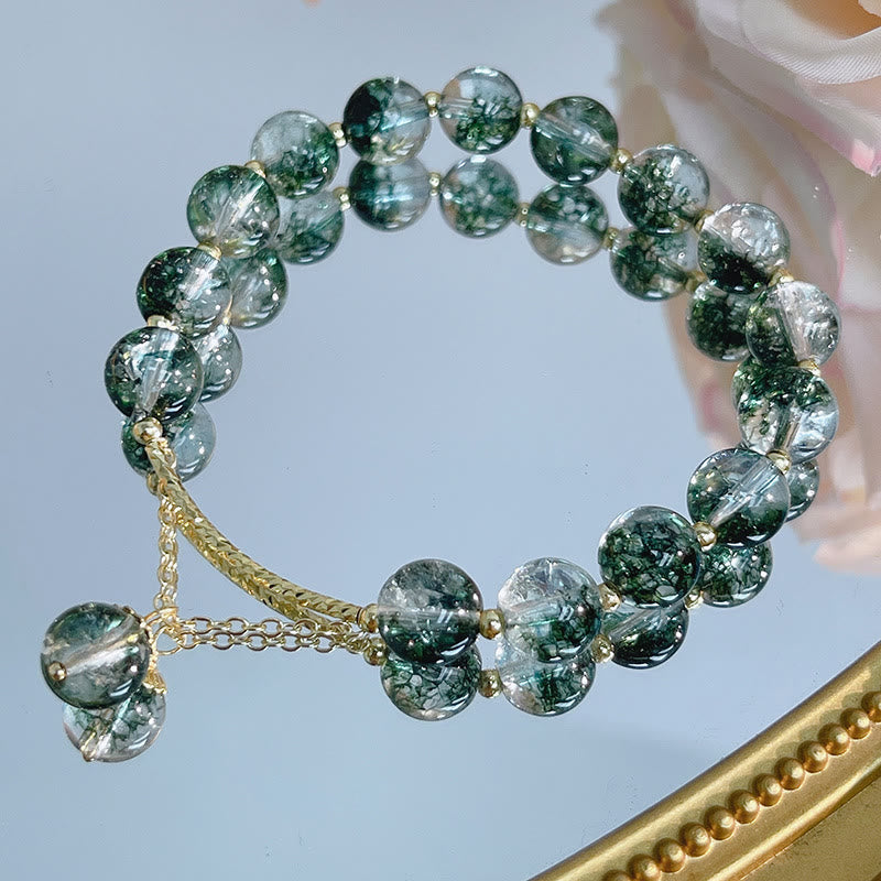 Braccialetto con ciondolo Buddha Stones Green Phantom Crystal Confidence