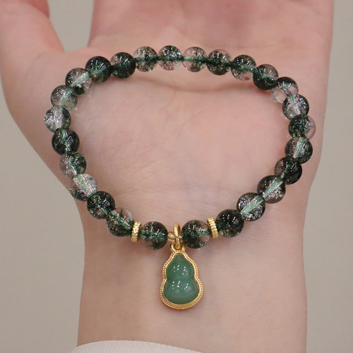 Braccialetto con ciondolo Buddha Stones naturale verde fantasma della fiducia in zucca