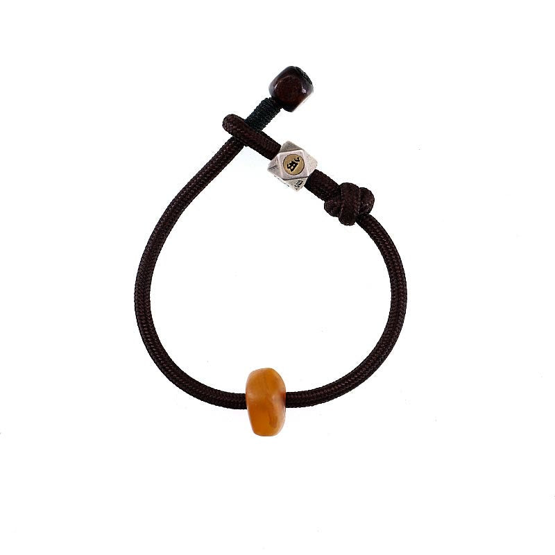 Bracciale Buddha Stones 925 Sterling Silver Zodiaco Cinese Buddha Natale Ambra Naturale Trasparente Ansia