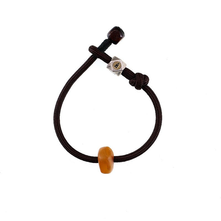 Bracciale Buddha Stones 925 Sterling Silver Zodiaco Cinese Buddha Natale Ambra Naturale Trasparente Ansia