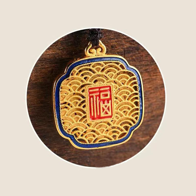 Portachiavi con ciondolo a forma Buddha Stones Fu Character Blessing Ruyi