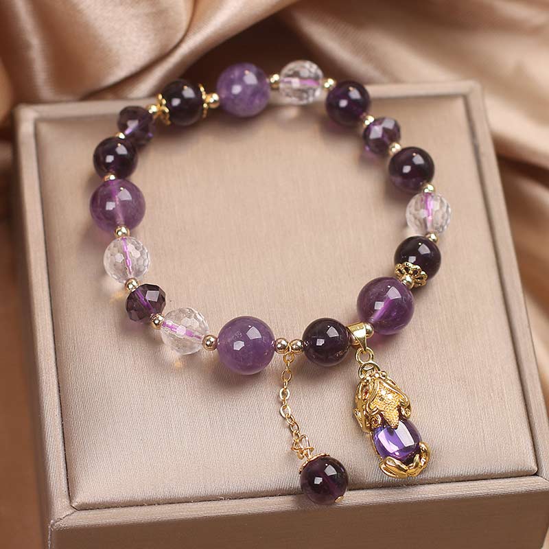Braccialetto curativo PiXiu in ametista naturale Buddha Stones