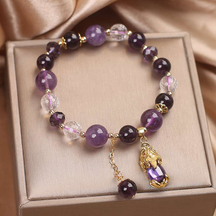 Braccialetto curativo PiXiu in ametista naturale Buddha Stones