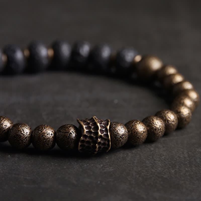 Bracciale rigido con polsino in pietra lavica e rame Balance