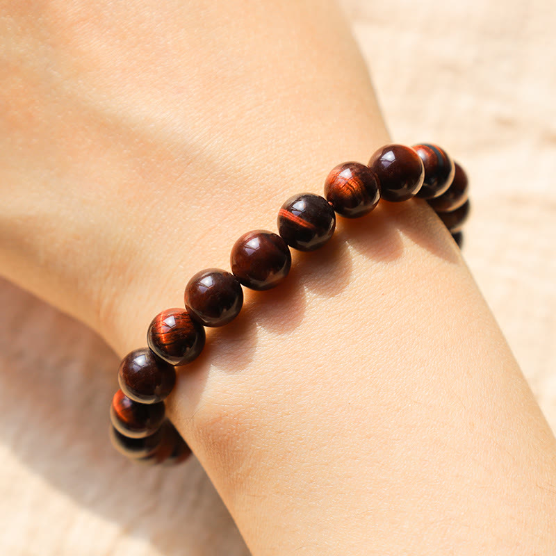 Buddha Stones Bracciale con perle curative in occhio di tigre naturale - image 2