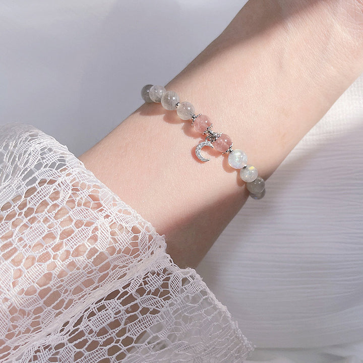 Buddha Stones Braccialetto portafortuna con pietra di luna e quarzo fragola - image 5