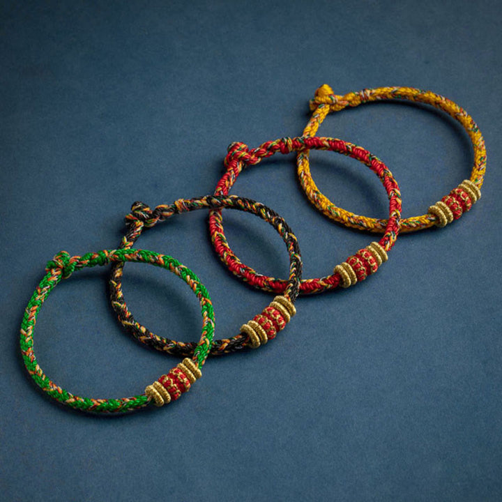 Buddha Stones Tibet Fatto a mano Zodiaco cinese Buddha natale Fortuna Forza Braccialetto di corda intrecciata