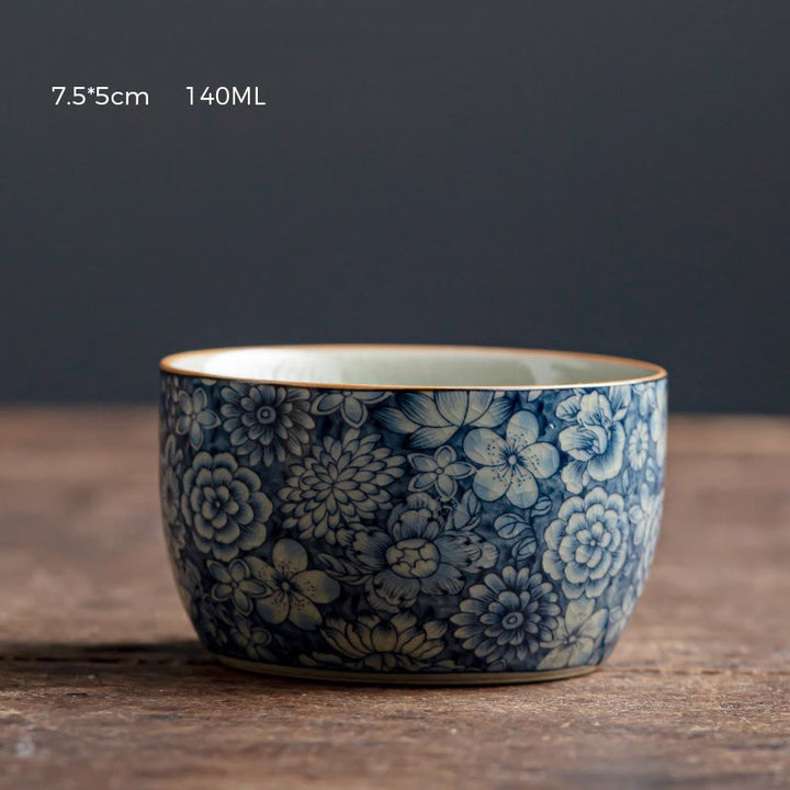 Buddha Stones, loto blu, fiore di pesco, crisantemo, design, tazza da tè in ceramica, tazze da tè Kung Fu
