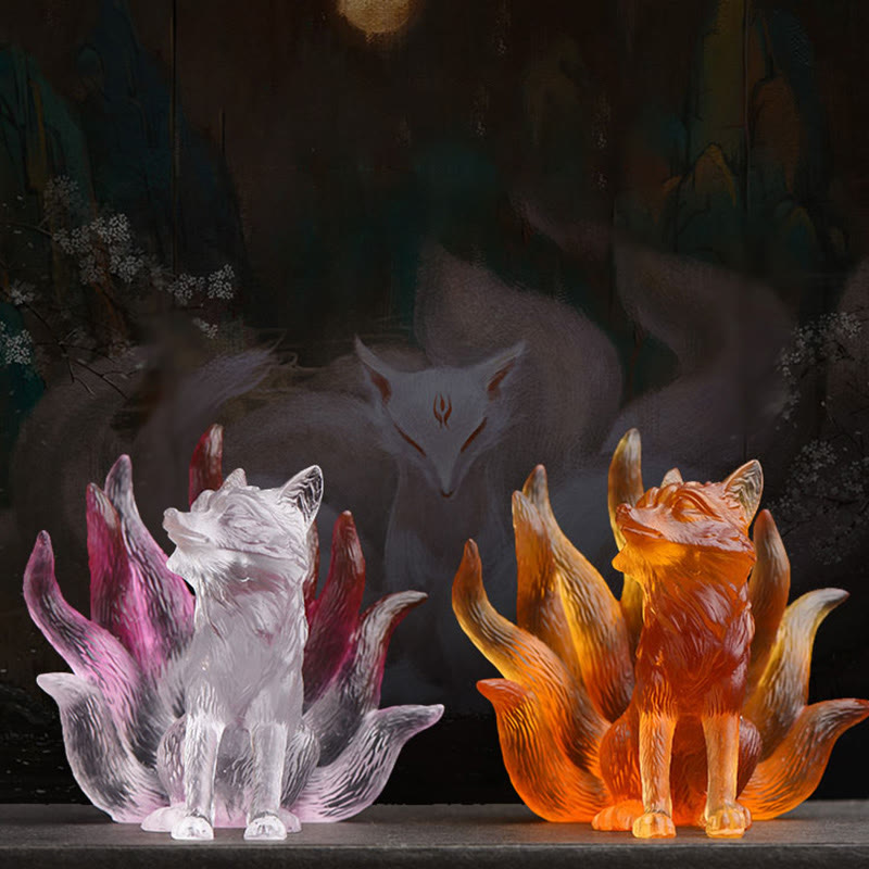 Buddha Stones Piccola Volpe a nove code Successo Forza Casa Figurina Decorazione - image 1