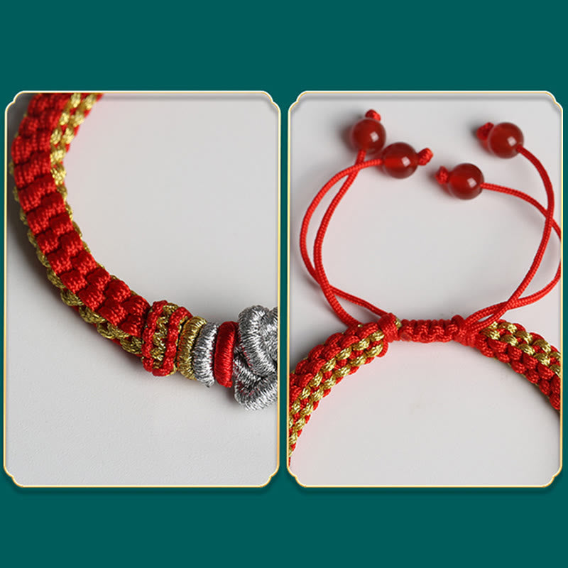 Braccialetto fatto a mano con nodo d'amore vero e colorato in Buddha Stones, fortuna