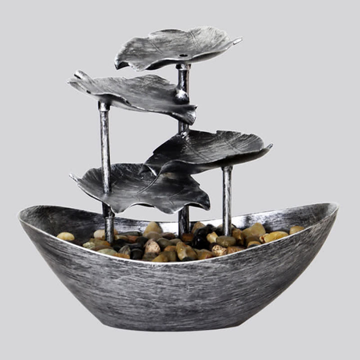 Ornamenti da tavolo per fontana a cascata a forma di foglia di loto con Buddha Stones e luce LED, decorazione per ufficio e scrivania - image 2