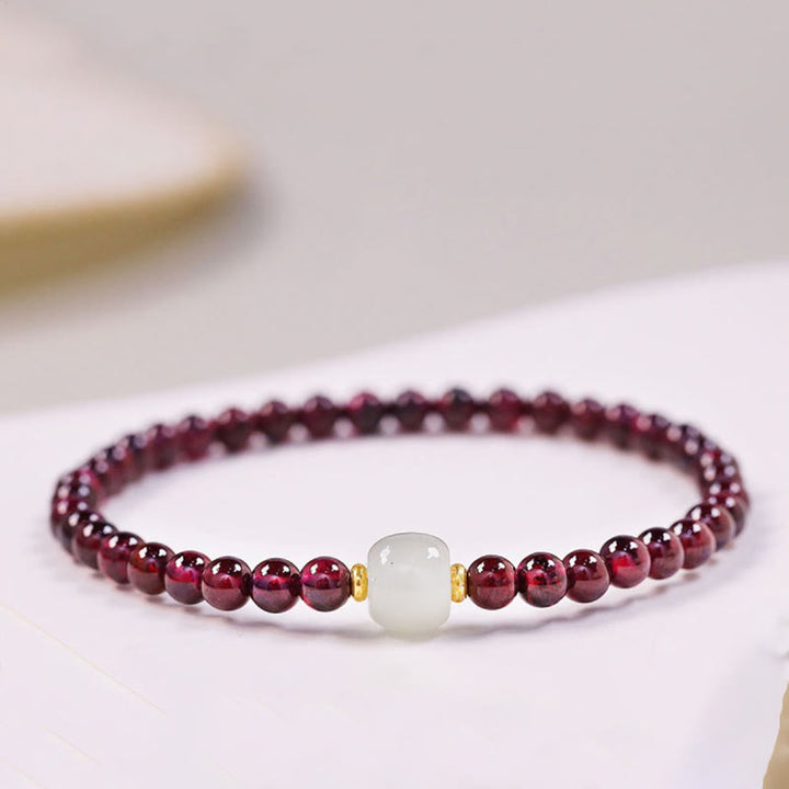 Braccialetto di purificazione con perline di giada granata naturale Buddha Stones