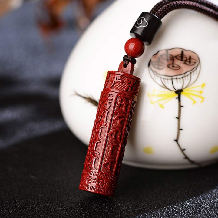 Collana con corda di concentrazione del mantra tibetano in cinabro Buddha Stones