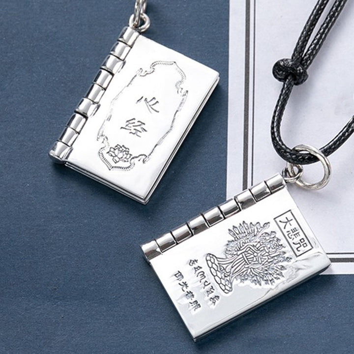 Buddha Stones 990 Argento Sterling Cuore Sutra Grande Compassione Shurangama Mantra Loto Vajra Collana Pendente Pace - image 13