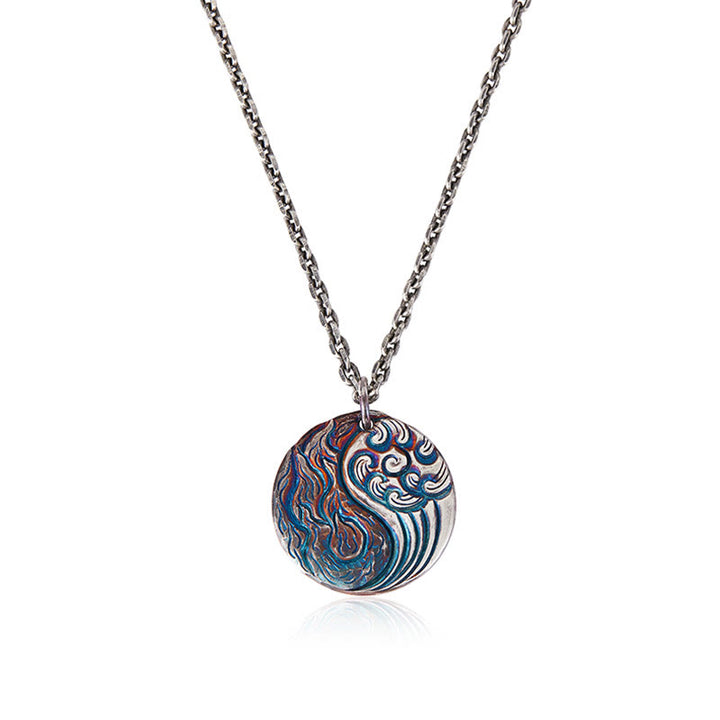 Collana con ciondolo in argento sterling 990 con Buddha Stones, equilibrio tra acqua e fuoco, Yin Yang - image 4