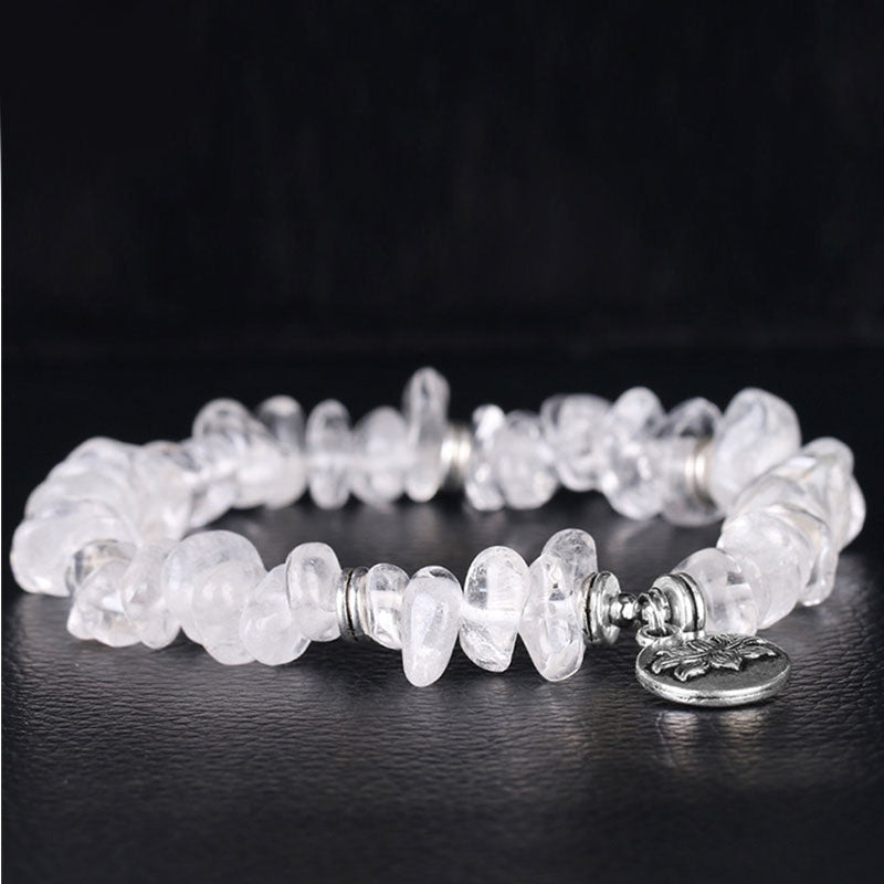 Braccialetto di guarigione di loto in cristallo bianco naturale Buddha Stones
