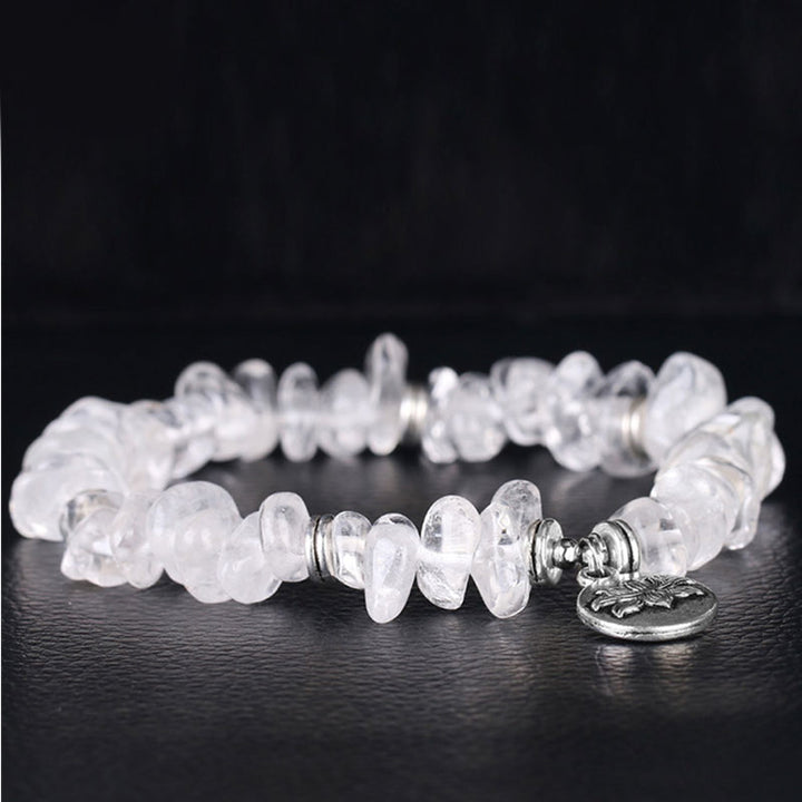 Braccialetto di guarigione di loto in cristallo bianco naturale Buddha Stones