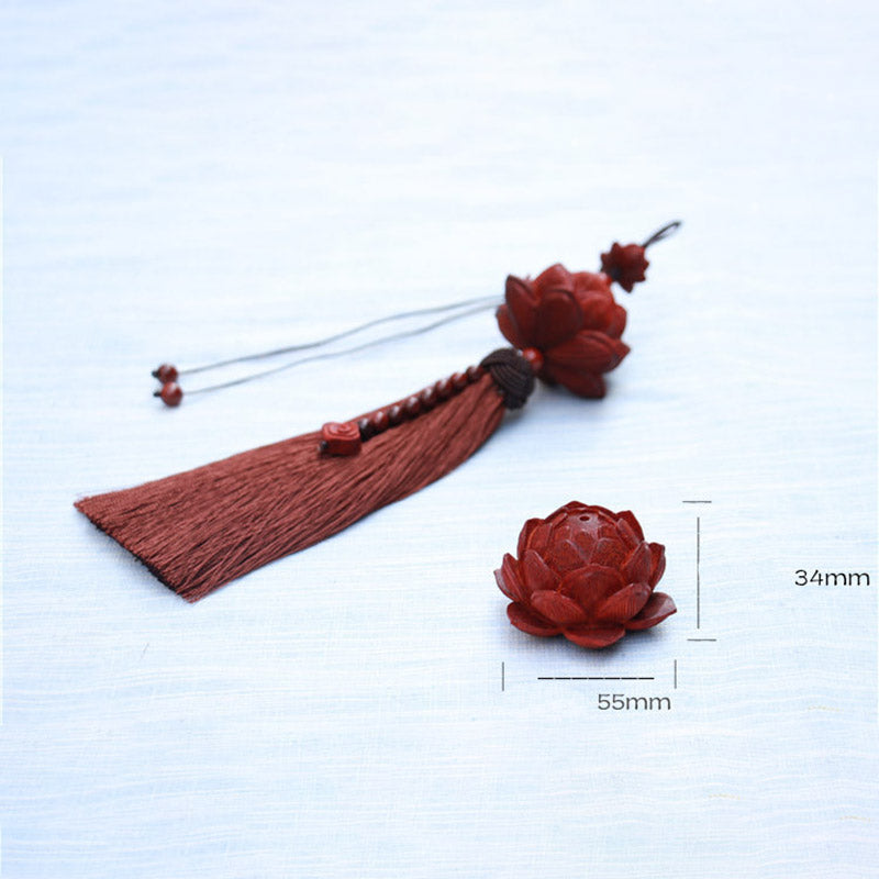 Buddha Stones Tibetano Piccola Foglia Sandalo Rosso Loto Fortuna Protezione Nappa Decorazione