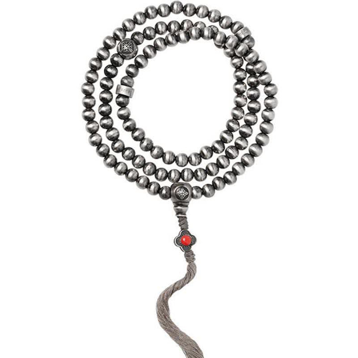 Buddha Stones 108 Mala Beads 925 Sterling Silver Agata Rossa Turchese Braccialetto con Ciondolo di Fiducia