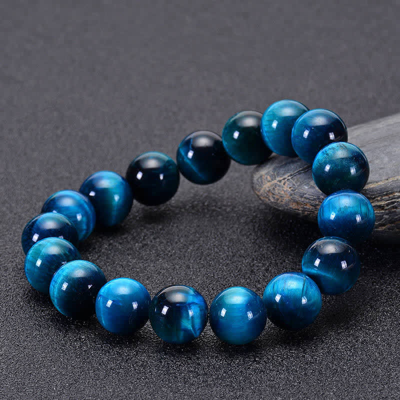 Braccialetto di protezione con occhio di tigre blu Buddha Stones