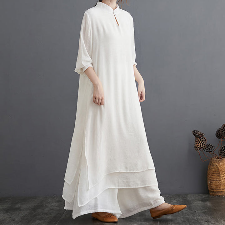 Buddha Stones Modello semplice Meditazione Preghiera Spirituale Zen Pratica Yoga Abbigliamento Donna Set - Completo bianco (maglia e pantaloni) - US12, UK/AU16, EU44 (2XL) - image 18