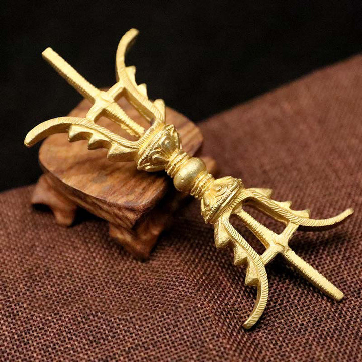 Buddha Stones fatte a mano Nepal Cinque punte Tre punte Vajra Dorje Resistenza Rame Decorazione