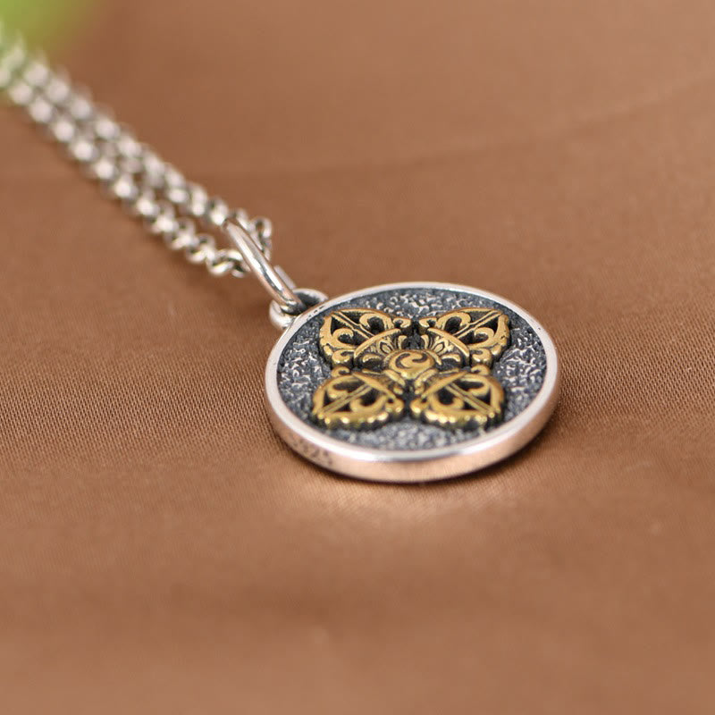 Collana con ciondolo a Buddha Stones in argento sterling 925 con doppio Dorje Vajra e benedizione