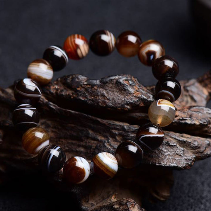 Braccialetto Buddha Stones Tibetano Sardonyx Felicità Positivo