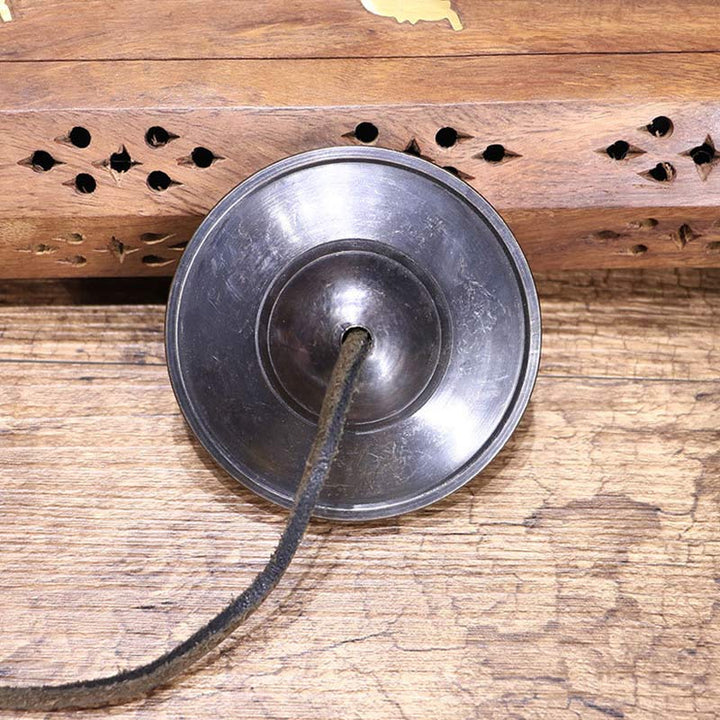 Buddha Stones Campana tibetana Tingsha in rame, decorazione portafortuna con sacchetto - image 2