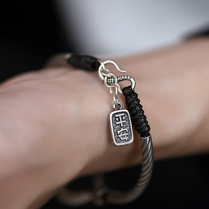 Braccialetto Buddha Stones 999 Sterling Silver Fu Character Peace Buckle Copper Coin Nuvole di Buon Auspicio Fortuna