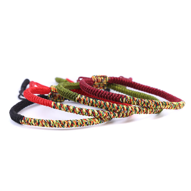 Bracciale intrecciato con nodo King Kong multicolore fatto a mano in pietra Buddha Stones tibetano, fortuna e forza