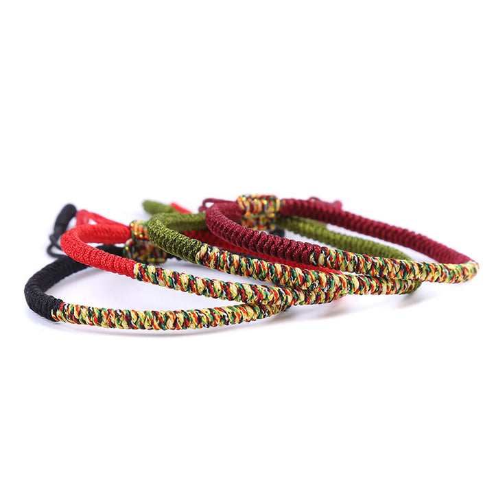Bracciale intrecciato con nodo King Kong multicolore fatto a mano in pietra Buddha Stones tibetano, fortuna e forza